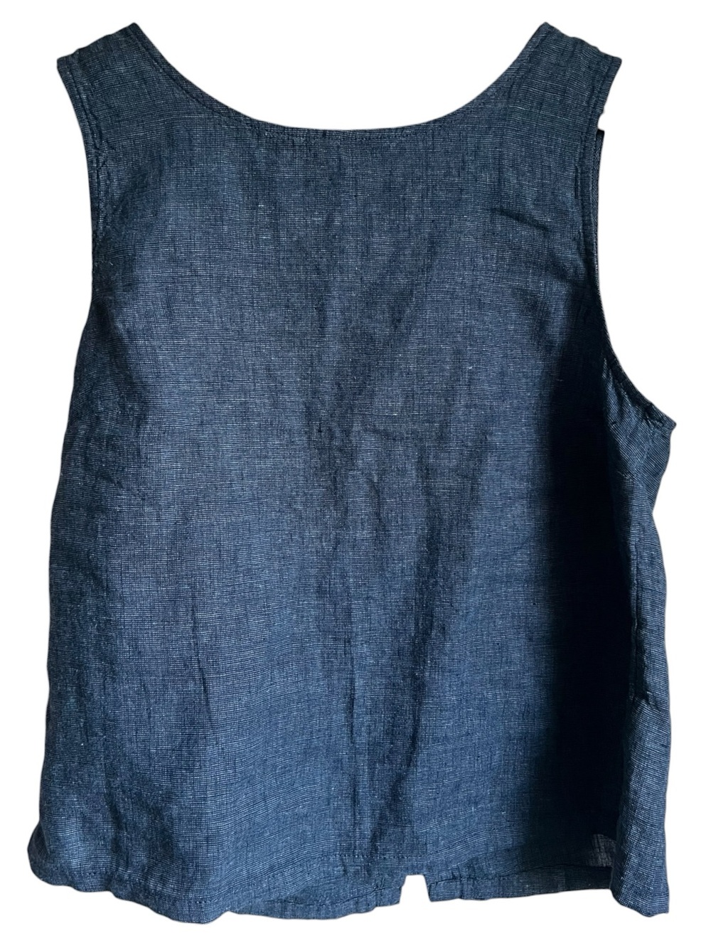 Martha Stewart Denim-Look Navy Linen Tank Top
